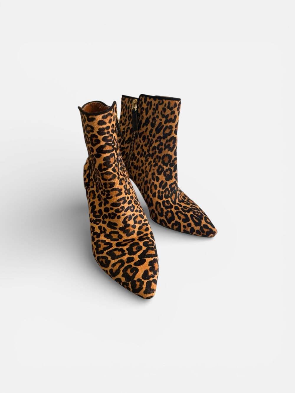 Nine West Leopard Print Calf Hair Pointed Toe Ankle Booties